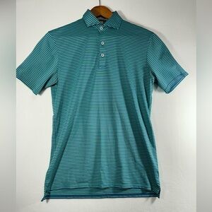 Holderness and Bourne Blue Green Striped Golf Polo Men’s Size Small